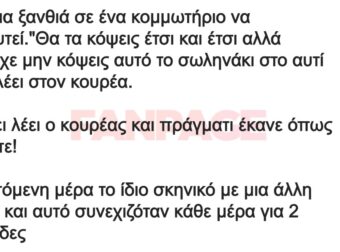 Πάει μια ξανθιά σε ένα κομμωτήριο να κουρευτεί.