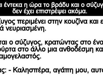Ανέκδοτο: Είναι έντεκα η ώpα το βράδu και ο σύζuγος δεν έχει επιστρέψει ακόμα