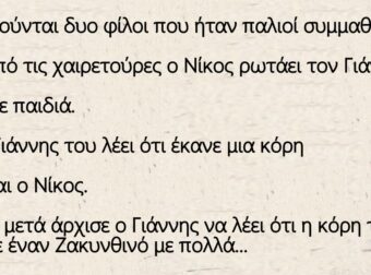 Ανέκδοτο: Συναντιούνται δυο φίλοι που ήταν παλιοί συμμαθητές